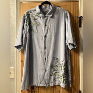Tommy Bahama Men's Silk Vacation Shirt Blue Leaf Graphic XXL